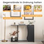 Konsolinis staliukas su dirbtinio marmuro stalviršiu ir dviem augalų vietom (Juoda ir balta)