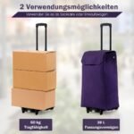 Nešiojama sulankstoma 38 L pirkinių nešyklė (Violetinė)