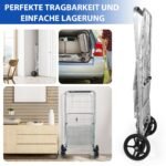 Sulankstomas pirkinių vežimėlis su dvigubu krepšiu ir 360° besisukančiais ratais 150 kg keliamoji galia (Sidabrinė)