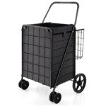 Daugiafunkcis pirkinių vežimėlis 120 l talpos ir tvirta rankena (Juoda)