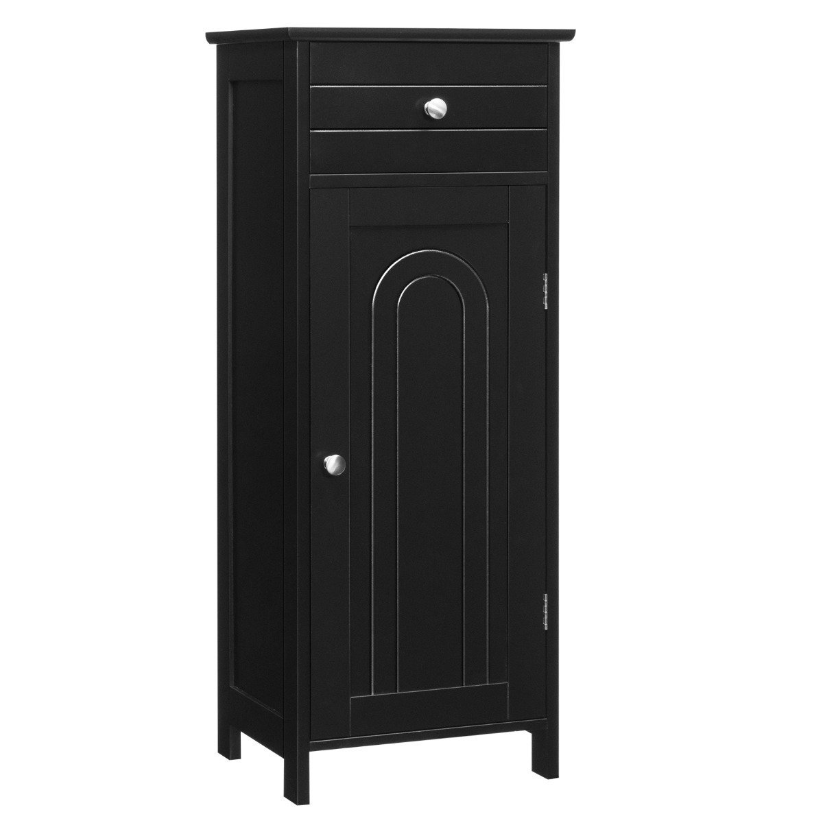eint_riger-bodenschrank-hw66372bk_3_ Vonios spintelė su stalčiumi ir reguliuojamomis lentynėlėmis (Juoda)