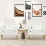 Modernus akcentinis krėslas su metalinėmis kojomis (Balta)