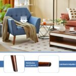 Sofa-fotelis su atlošu ir medinėmis kojomis (Mėlyna)