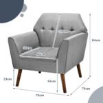 Sofa-fotelis su atlošu ir medžio masyvo kojomis (Pilka)