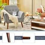 Sofa-fotelis su atlošu ir medžio masyvo kojomis (Pilka)