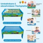 Medinis geležinkelio žaidimų stalas su 80 priedų (Spalvota)