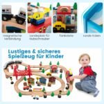 Medinis geležinkelio žaidimų stalas su 80 priedų (Spalvota)