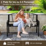 Metaliniai sodo suoliukai su atlošu ir porankiais (Juoda)