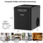 Kompaktiškas ledo generatorius su 1 85 litro talpos rezervuaru (Juoda)