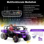 Elektrinis vaikiškas savivartis su dviviete kabina ir automatiškai pakeliamu bortu (Violetinė)