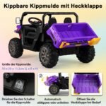 Elektrinis vaikiškas savivartis su dviviete kabina ir automatiškai pakeliamu bortu (Violetinė)