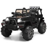 Elektrinis vaikiškas automobilis su 2.4G pulteliu ir muzika (Juoda)