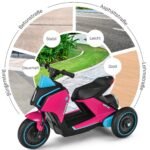 Elektrinis vaikiškas triratis motociklas su šviesomis ir muzika (Rožinė)