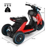 Elektrinis vaikiškas motociklas su muzika ir trimis ratais (Raudona ir juoda)