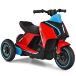 Elektrinis vaikiškas motociklas su muzika ir trimis ratais (Raudona ir juoda)