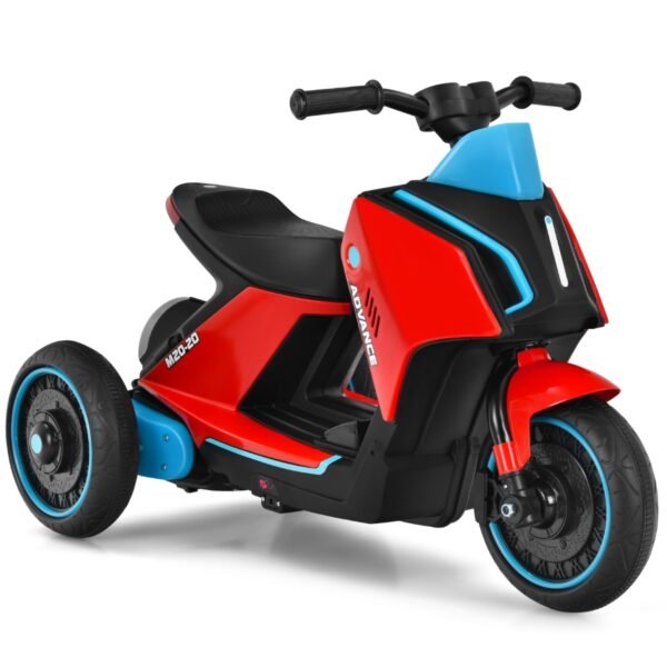 Elektrinis vaikiškas motociklas su muzika ir trimis ratais (Raudona ir juoda)