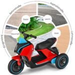 Elektrinis vaikiškas motociklas su muzika ir trimis ratais (Raudona ir juoda)