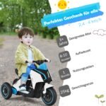 Elektrinis vaikiškas motociklas su žibintais (Juoda ir balta)