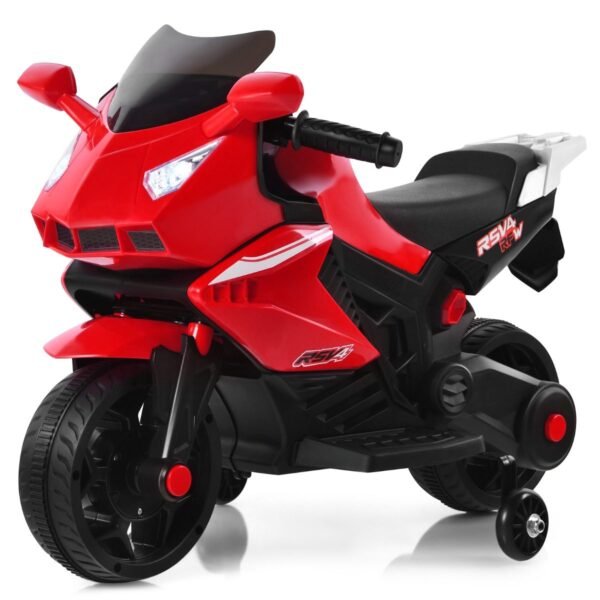 Elektrinis vaikiškas motociklas su 2 atraminiais ratais USB muzika ir žibintais (Raudona)