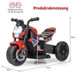 Elektrinis vaikiškas motociklas su atraminiais ratais ir muzikinėmis funkcijomis (Raudona)
