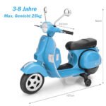 Elektrinis vaikiškas motociklas su atraminiais ratais ir muzikos funkcija (Mėlyna)