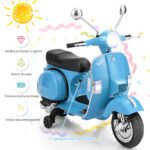 Elektrinis vaikiškas motociklas su atraminiais ratais ir muzikos funkcija (Mėlyna)
