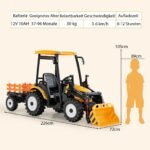 Elektrinis vaikiškas traktorius su priekaba ir kaušeliu (Geltona)