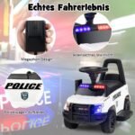 Elektrinis policijos automobilis vaikams su garso efektais (Balta)