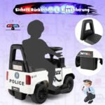 Elektrinis policijos automobilis vaikams su garso efektais (Balta)