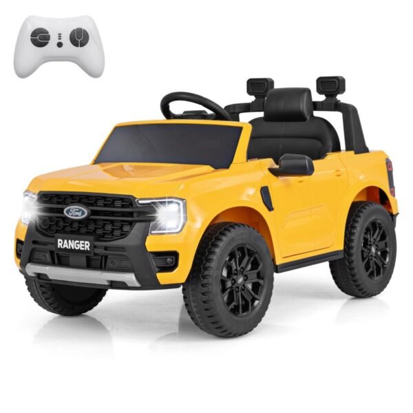 Elektrinis vaikiškas automobilis su nuotoliniu valdymu ir muzika (Geltona)
