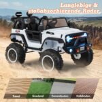 Elektrinis vaikiškas automobilis dviem sėdimomis vietomis ir nuotolinio valdymo pultu (Balta)