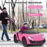 Elektrinis vaikiškas automobilis su amortizatoriais ir nuotoliniu valdymu (Rožinė)