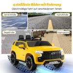 Elektrinis vaikiškas automobilis su 2.4G nuotolinio valdymo pulteliu ir amortizatoriais (Geltona)
