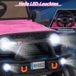 Elektrinis vaikiškas automobilis su pulteliu ir švyturėliu (Rožinė)