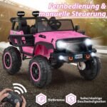 Elektrinis vaikiškas automobilis su pulteliu ir švyturėliu (Rožinė)