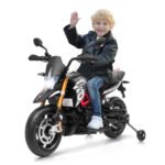 Elektrinis motociklas vaikams su LED žibintais ir muzika (Juoda)