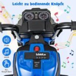 Elektrinis vaikiškas motociklas su atraminiais ratais šviesomis ir muzika (Mėlyna)