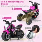 Elektrinis vaikiškas motociklas su atraminiais ratukais ir muzika (Rožinė)