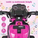 Elektrinis vaikiškas motociklas su atraminiais ratukais ir muzika (Rožinė)