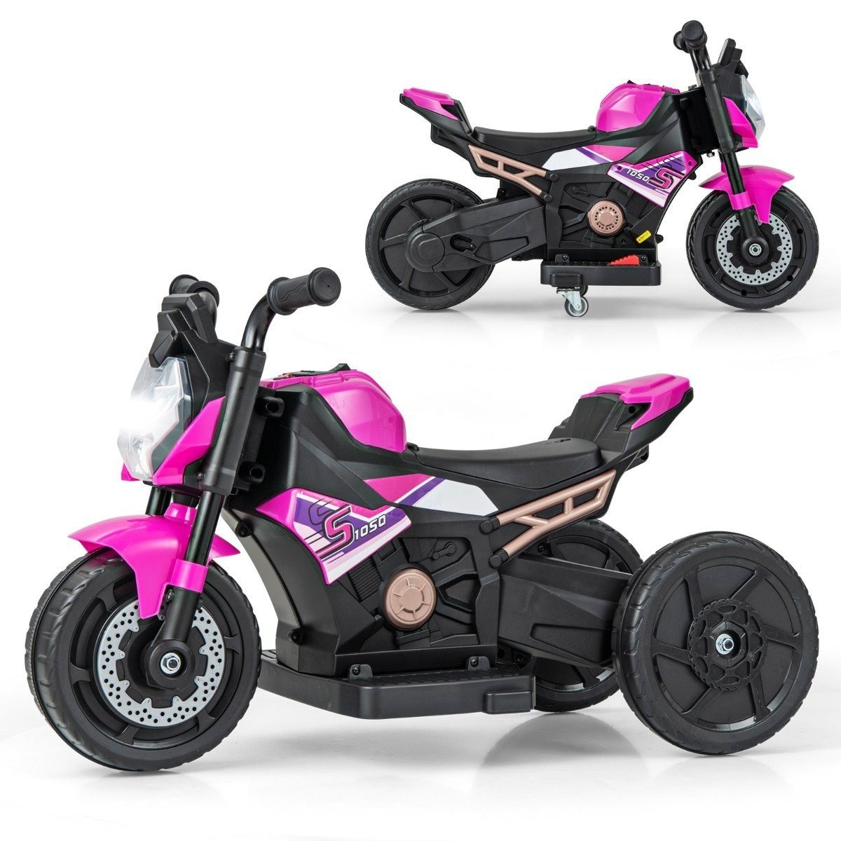 elektromotorrad-tq10215de-pi_8__1 Elektrinis vaikiškas motociklas su atraminiais ratukais ir muzika (Rožinė)