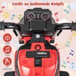 Elektrinis vaikiškas motociklas su atraminiais ratais ir muzikinėmis funkcijomis (Raudona)