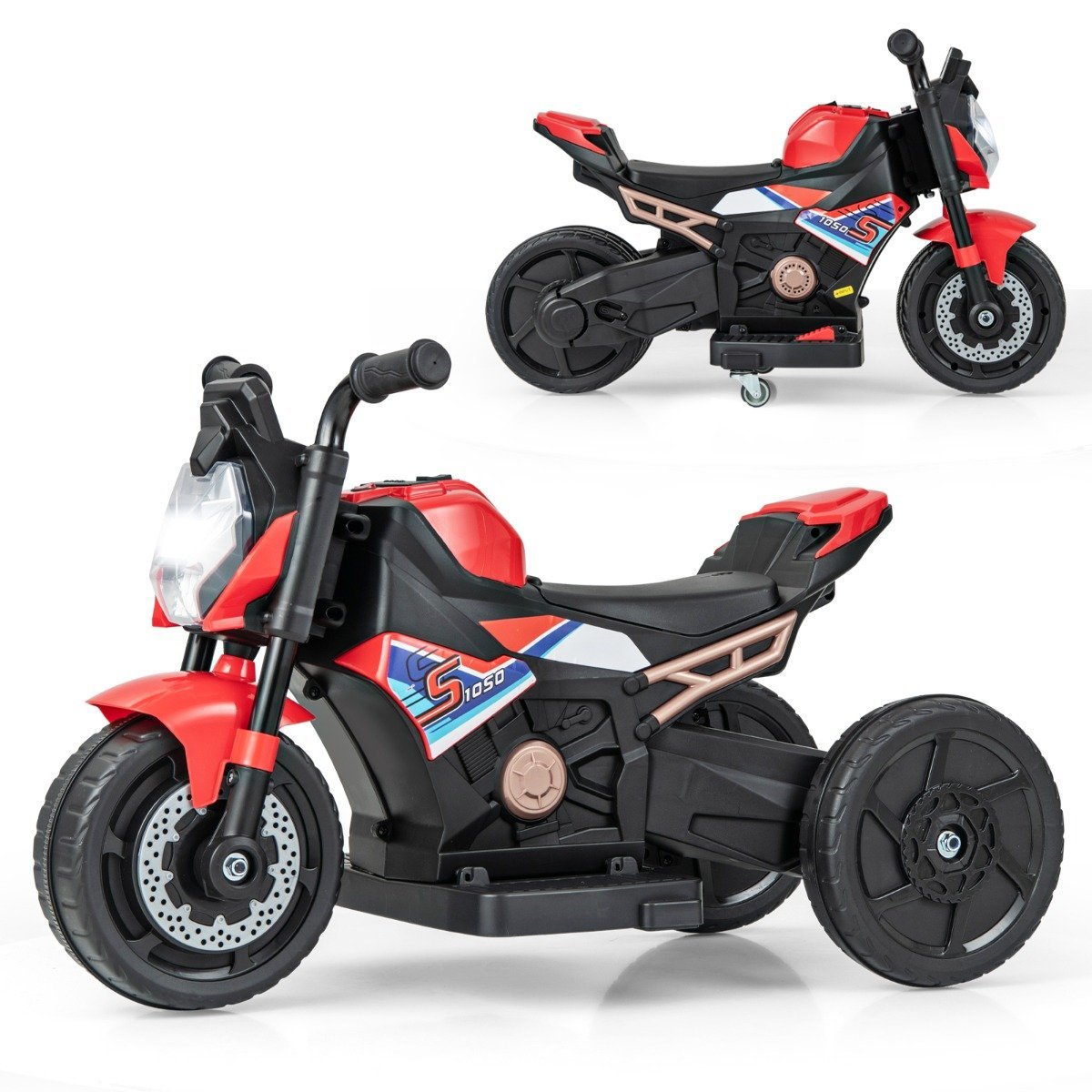 elektromotorrad-tq10215de-re_8_ Elektrinis vaikiškas motociklas su atraminiais ratais ir muzikinėmis funkcijomis (Raudona)