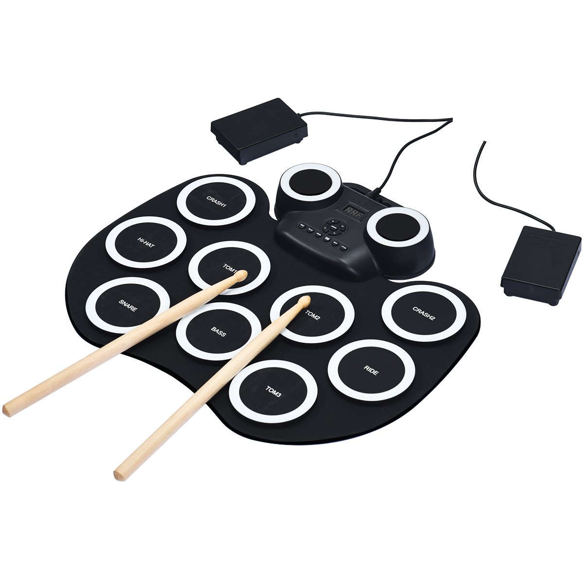 elektronisches-schlagzeug-set-mu70011_5_ Elektroniniai būgnai su LED apšvietimu ir „Bluetooth“ (Juoda)