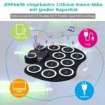 Elektroniniai būgnai su LED apšvietimu ir „Bluetooth“ (Juoda)