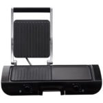 Daugiafunkcinis elektrinis kontaktinis grilis su nepriklausomu temperatūros reguliavimu (Juoda)