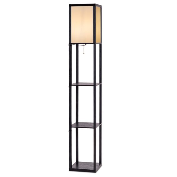 Stalinė lempa su trimis lentynomis 160 cm (Juoda)