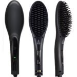 Elektrinis plaukų tiesinimo šepetys su LCD ekranu (Juoda)