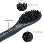 Elektrinis plaukų tiesinimo šepetys su LCD ekranu (Juoda)