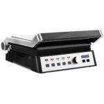 Elektrinis kontaktinis grilis su aukščio reguliavimu ir 2000 W galios (Sidabrinė)