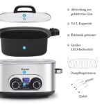 Daugiafunkcinis lėto virimo puodas su LED ekranu 5 6 l talpos (Sidabrinė)
